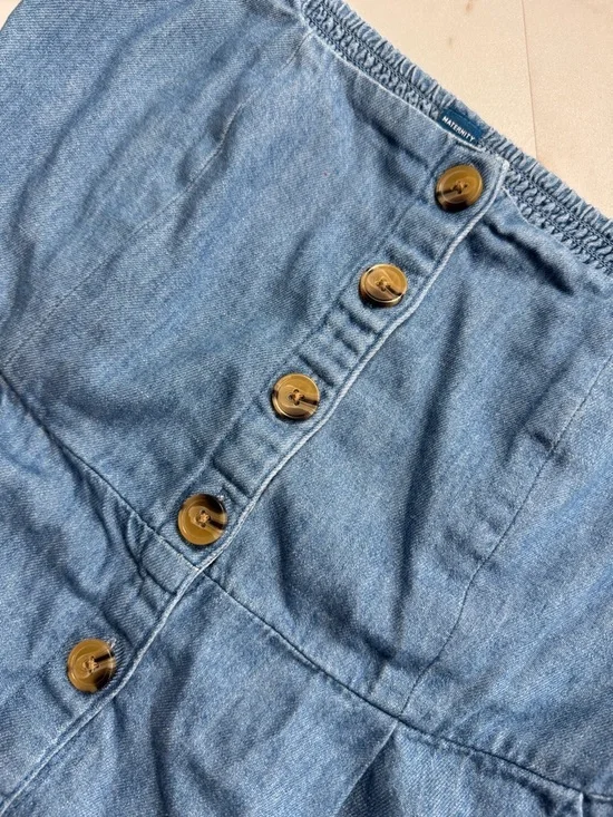 Old Navy Maternity Puff Sleeve Denim Button Front Dress Sz S Summer Western - Picture 3 of 11